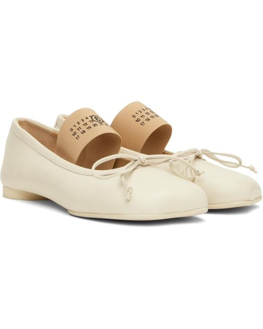 MM6 by Maison Martin Margiela Black Off- Anatomic Ballerina Flats
