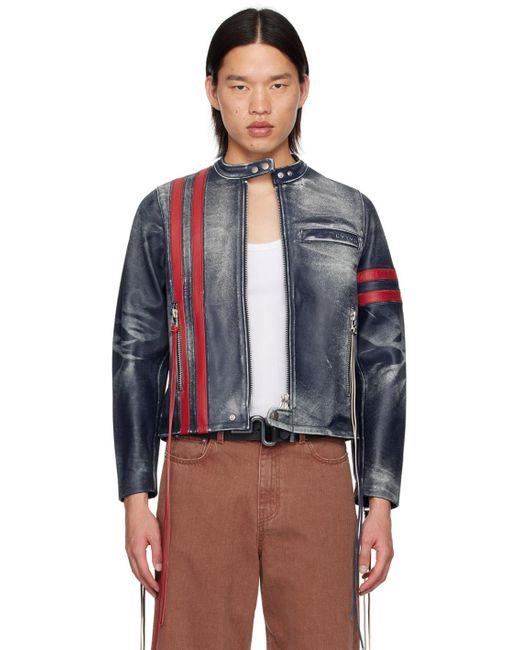 Eytys Blue Damon Leather Jacket for men