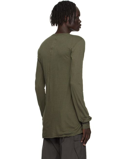 Rick Owens Green Khaki Concordians Basic Ls T-Shirt for men