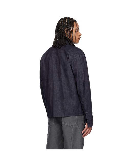 Moncler Black Long Sleeve Zip-Up Denim Jacket for men