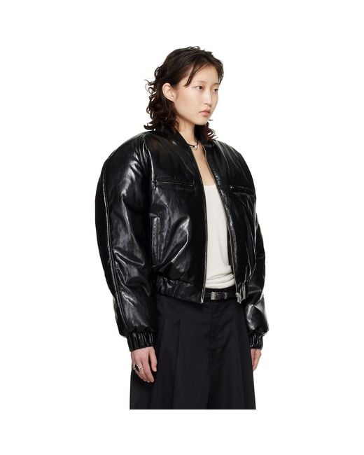 Lu'u Dan Black Riot Faux-Leather Bomber Jacket