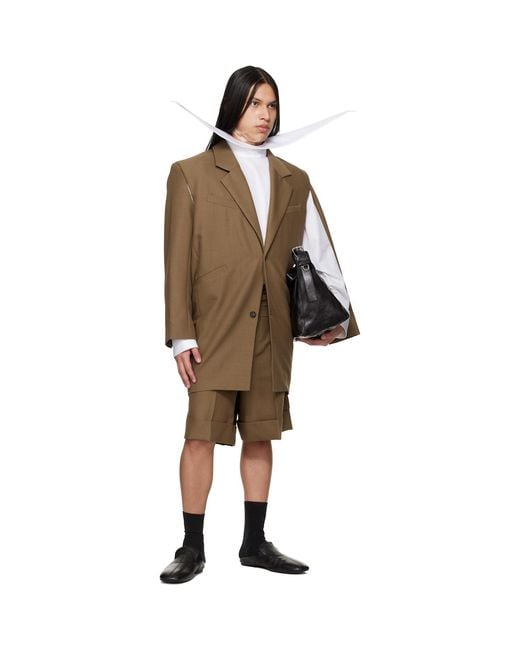 Egonlab Brown Curved Vent Blazer for men