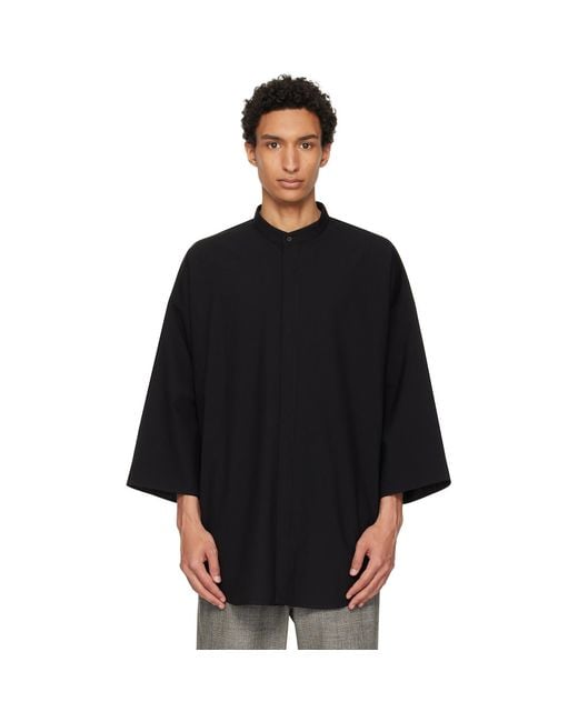 Fear Of God Black Cotton Wool Oxford Relaxed Short Sleeve Shirt for men