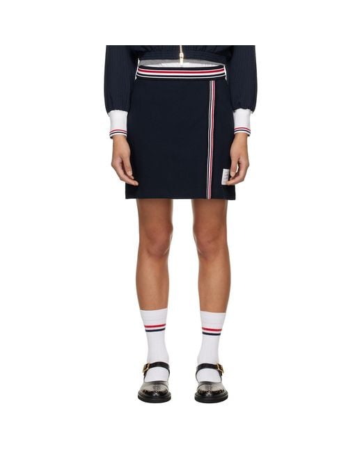 Thom Browne Blue Rwb Trim Wrap Miniskirt