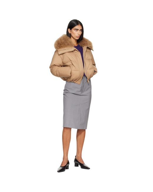 Yves Salomon Multicolor Waterproof Technical Lambswool Trim Short Down Jacket