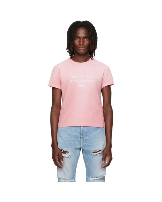 Acne Red Faded T-Shirt for men