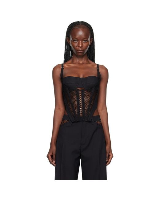 Dion Lee Black Lace-Up Corset Tank Top