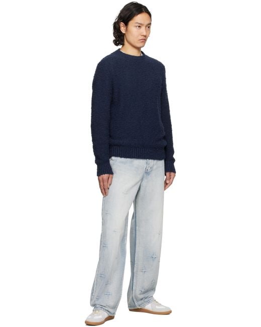 Noah NYC Blue Popcorn Yarn Sweater for men