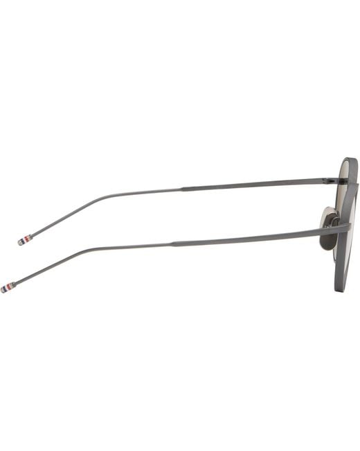 Thom Browne Gray Titanium Round Sunglasses for men