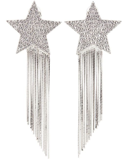 Saint Laurent Multicolor Silver Star Fringed Earrings