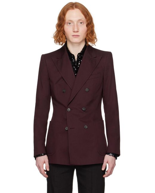 Dries Van Noten Purple Burgundy Peaked Blazer for men