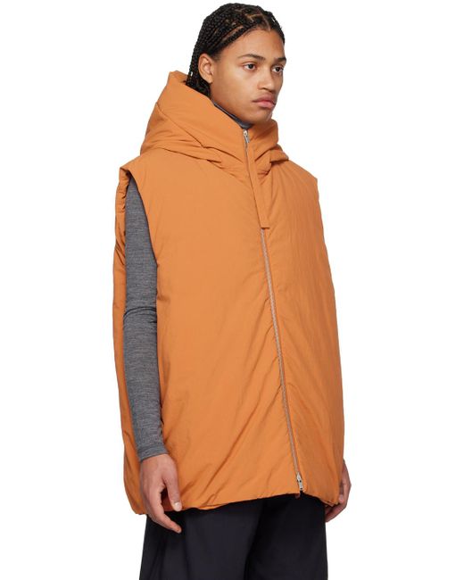 Jil Sander Orange Hooded Down Vest for men