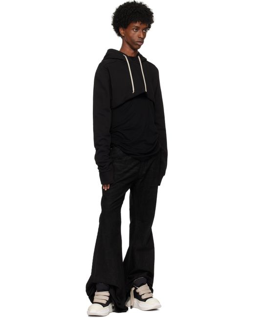 Rick Owens Black Porterville Cropped Hoodie for men