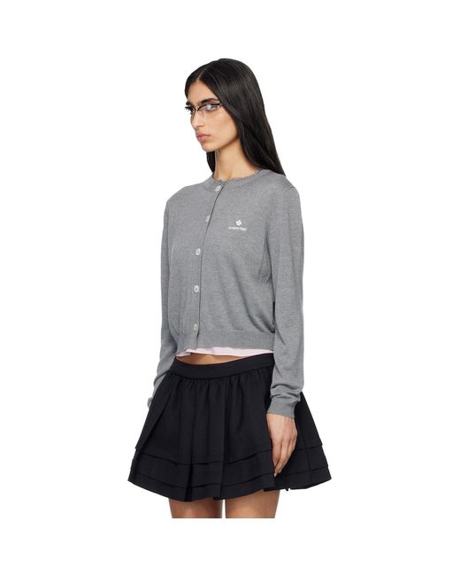 ShuShu/Tong Black Logo-Stitch Knit Cardigan