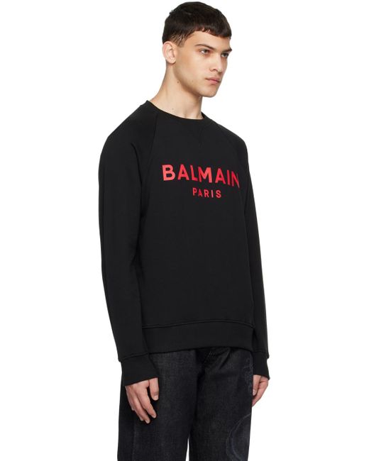 Balmain Black Paris Print Sweatshirt for men