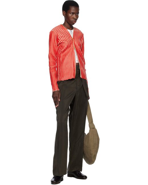 Stanley Raffington レッド＆ピンク Plated Knit ジャケット Red