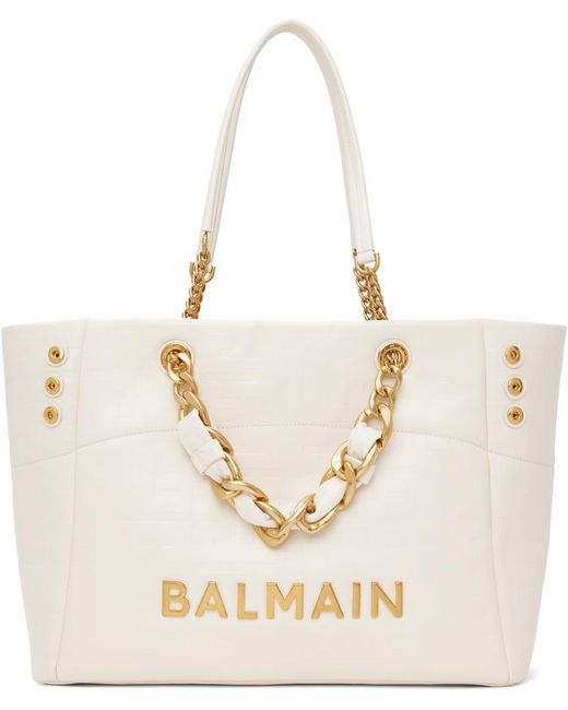 Balmain White Off- 1945 Soft Cabas Tote