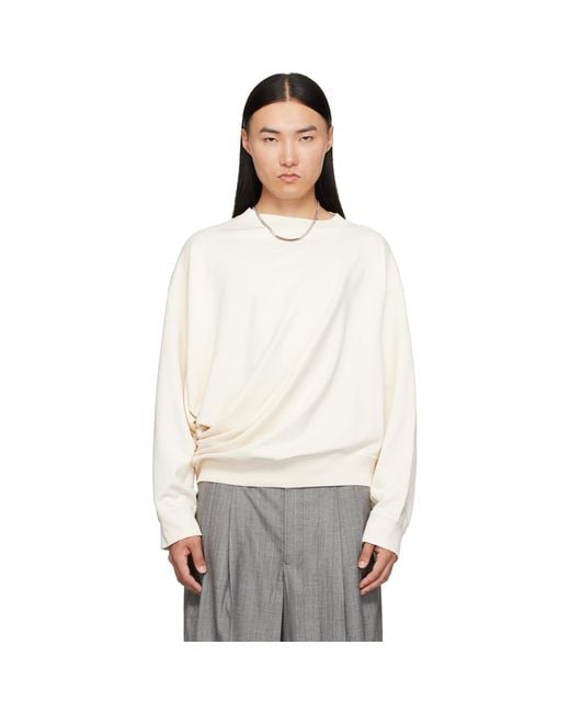 Hed Mayner White Off- Asymmetric Sweatshirt for men