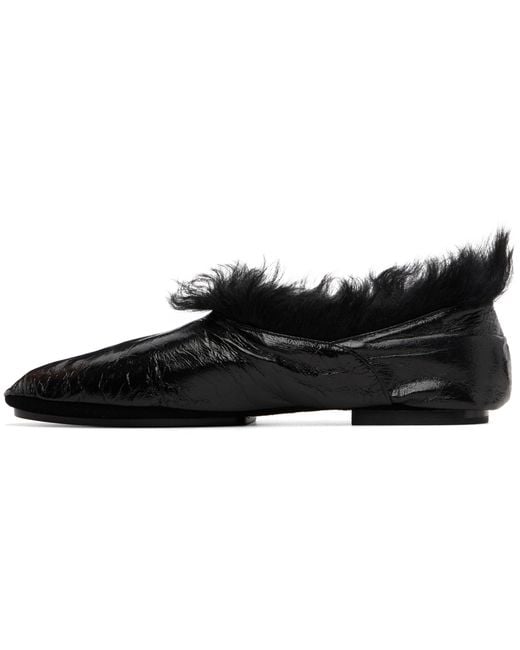 Jil Sander Black Deerskin Slippers