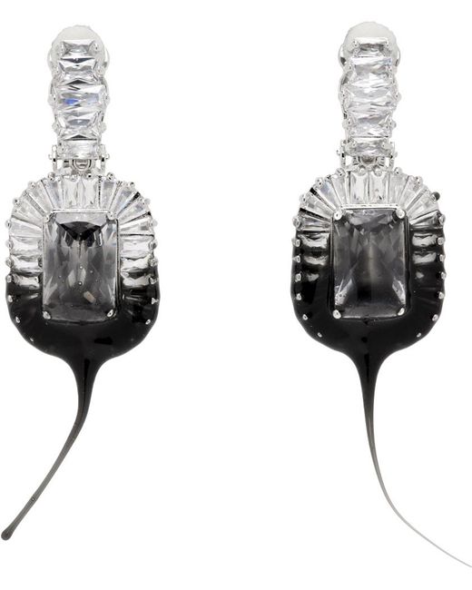 Boucles d'oreilles à clip argenté et noir à pierres du rhin et à pendentif enduit OTTOLINGER en coloris Metallic