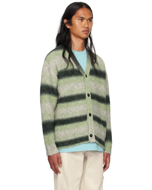 Wooyoungmi Green Striped Cardigan for men
