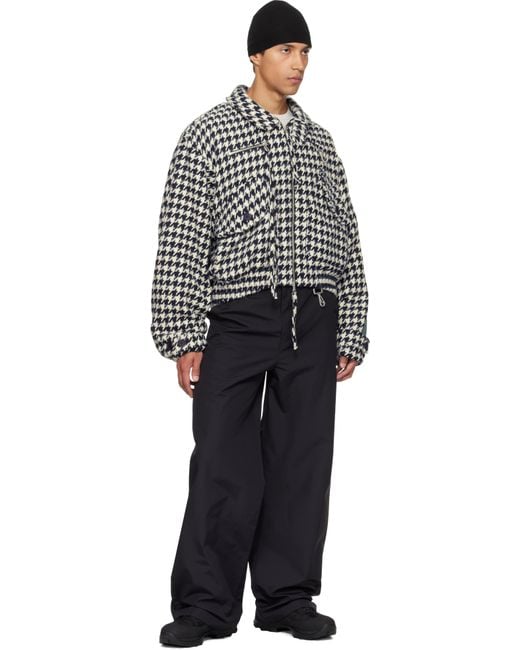 Reese Cooper Black Houndstooth Storm Flap Jacket for men