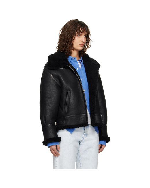 Nour Hammour Black Portia Shearling Jacket
