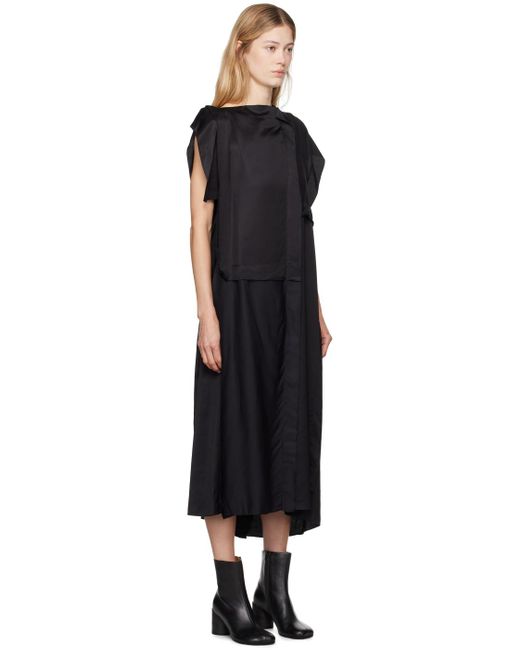 MM6 by Maison Martin Margiela Black Asymmetrical Midi Dress