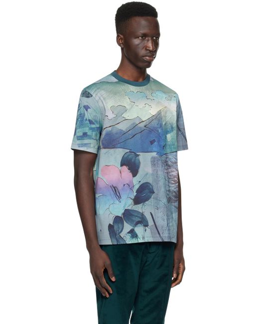 Paul Smith Blue Printed T-shirt for men