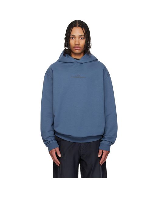 Maison Margiela Blue Reversed Logo Hoodie for men