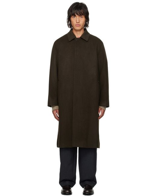 AURALEE Baby Camel Flannel Coat in Black for Men | Lyst