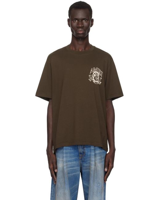 Amiri Brown Lion Outline Graphic Crewneck T-Shirt for men