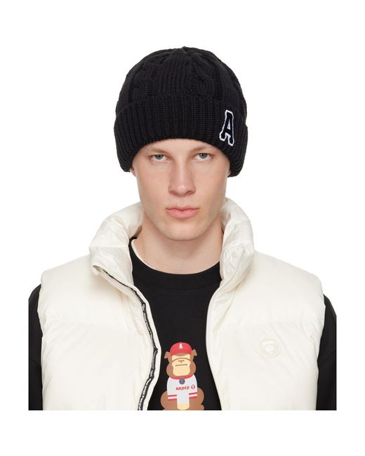 Aape By A Bathing Ape Black Logo Beanie for men