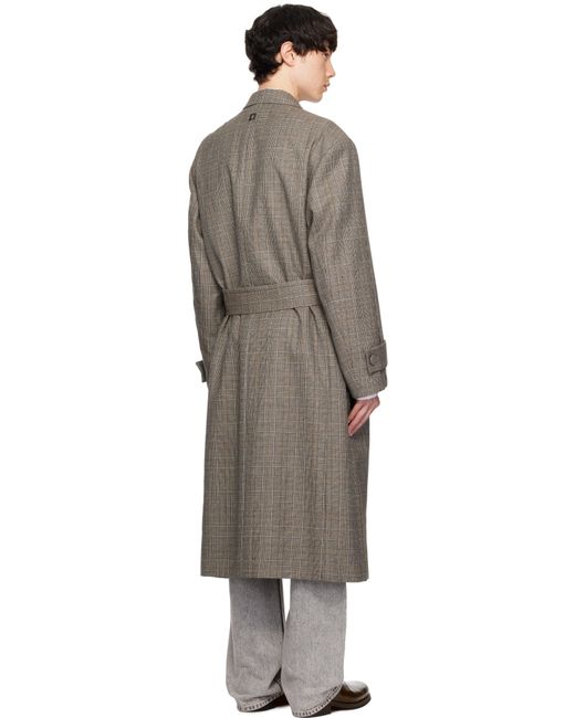 Wooyoungmi Black Check Belted Single Coat for men