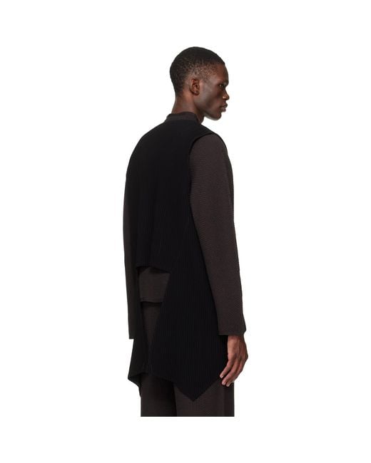 Homme Plissé Issey Miyake Black Tuxedo Pleats Vest for men