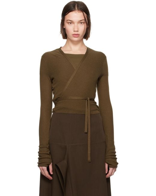 Lemaire ブラウン ラップオーバー カーディガン Brown