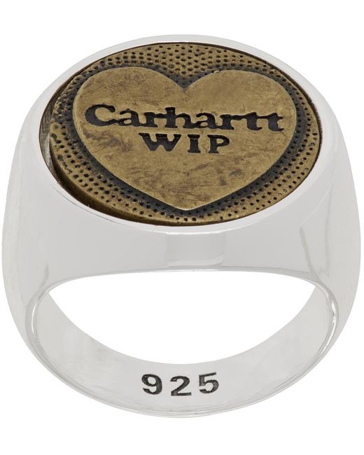 Bague argentée à image à logo Carhartt en coloris Metallic