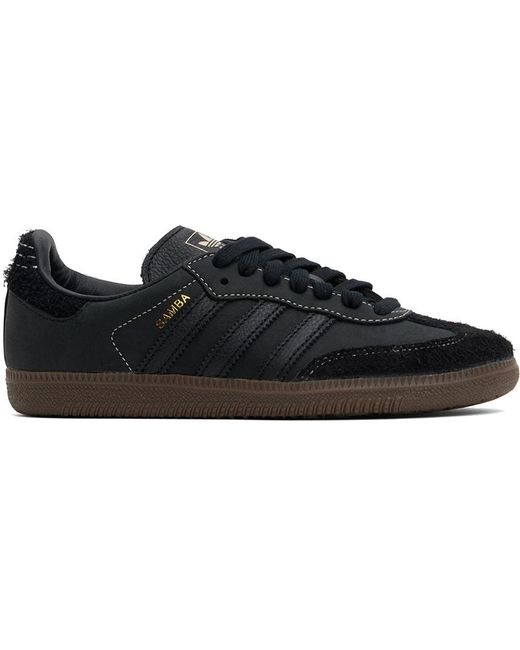 Adidas Originals Black Grained Leather Suede Samba Sneakers