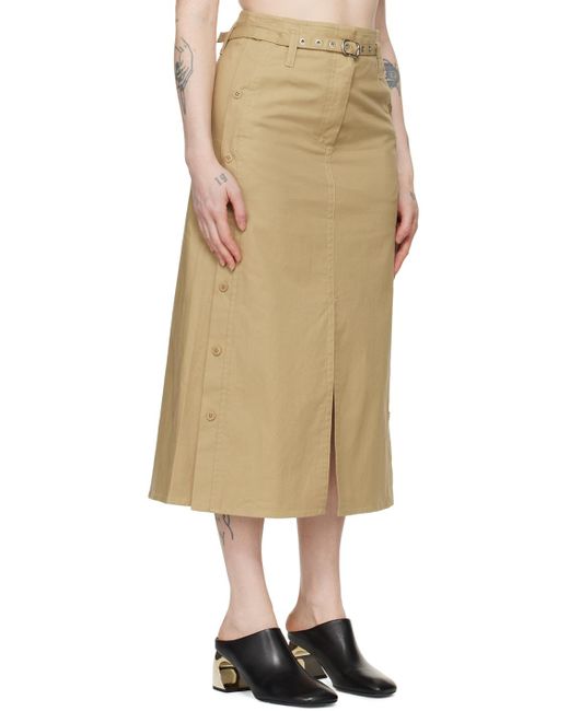 3.1 Phillip Lim Natural Buttoned Side Midi Skirt