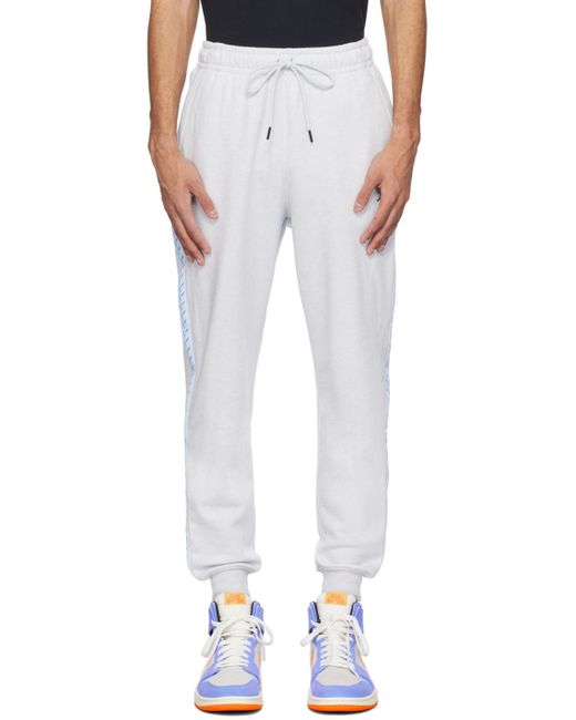 Nike White Gray Embroidered Sweatpants for men