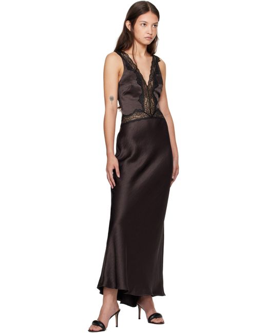 Robe Longue Allegra Brune À Garnitures En Dentelle Bec & Bridge en coloris Black