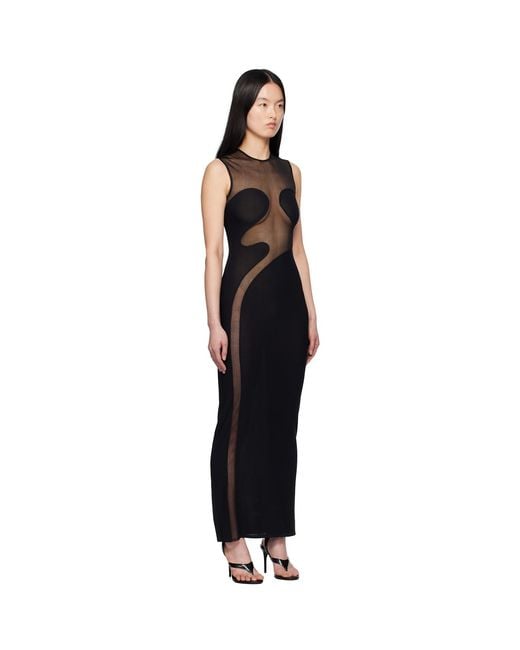 Alaïa Black Knit Molded Bodycon Maxi Dress