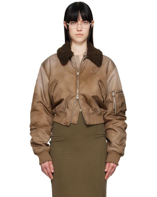 Acne Brown Furry Collar Bomber Jacket
