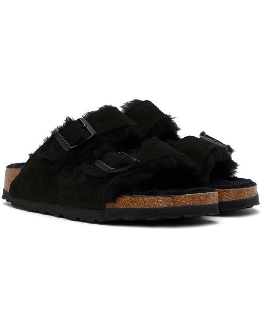 Sandales Étroites Arizona Noires À Doublure En Peau Retournée Birkenstock en coloris Black