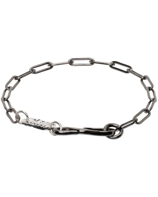 Paul Smith Black Gunmetal Logo Chain Bracelet for men