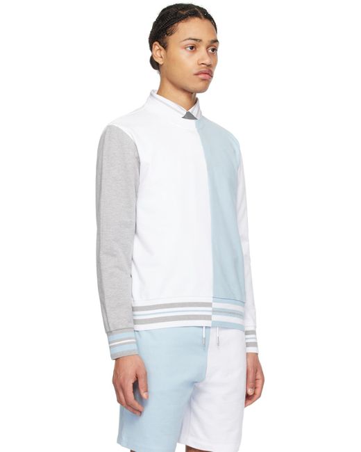 Thom Browne White Thom E Color Block Sweater for men