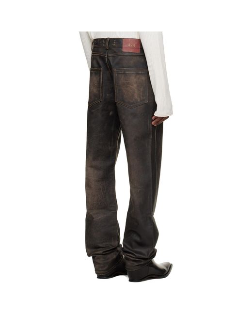 424 Black Moto Leather Pants for men