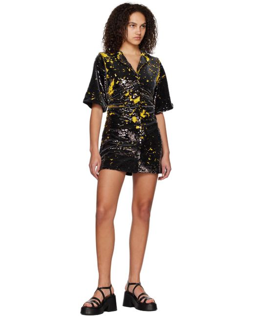 Ganni Black Sequins Minidress