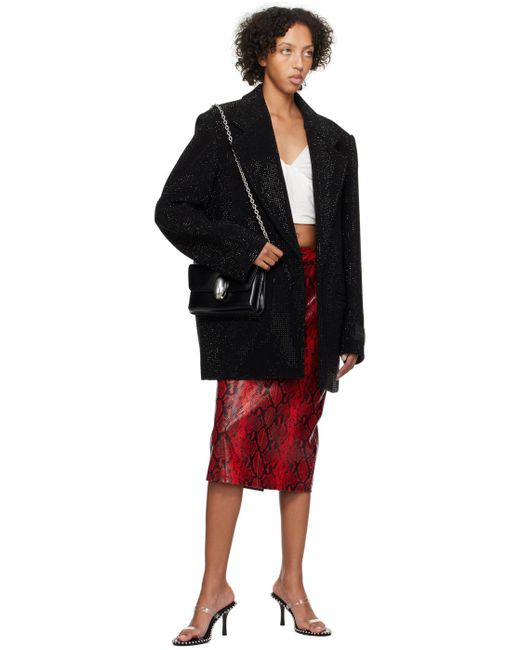 Alexander Wang Red Snake-embossed Leather Midi Skirt