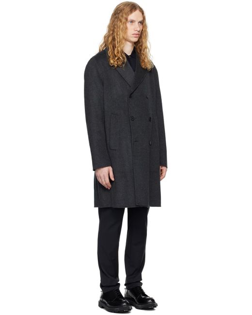 Theory Black Melton Coat for men